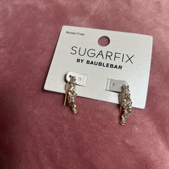 Sugarfix by BaubleBar Gold Tone Rhinestone Crystal Cluster Climber Drop Earrings - Picture 4 of 6